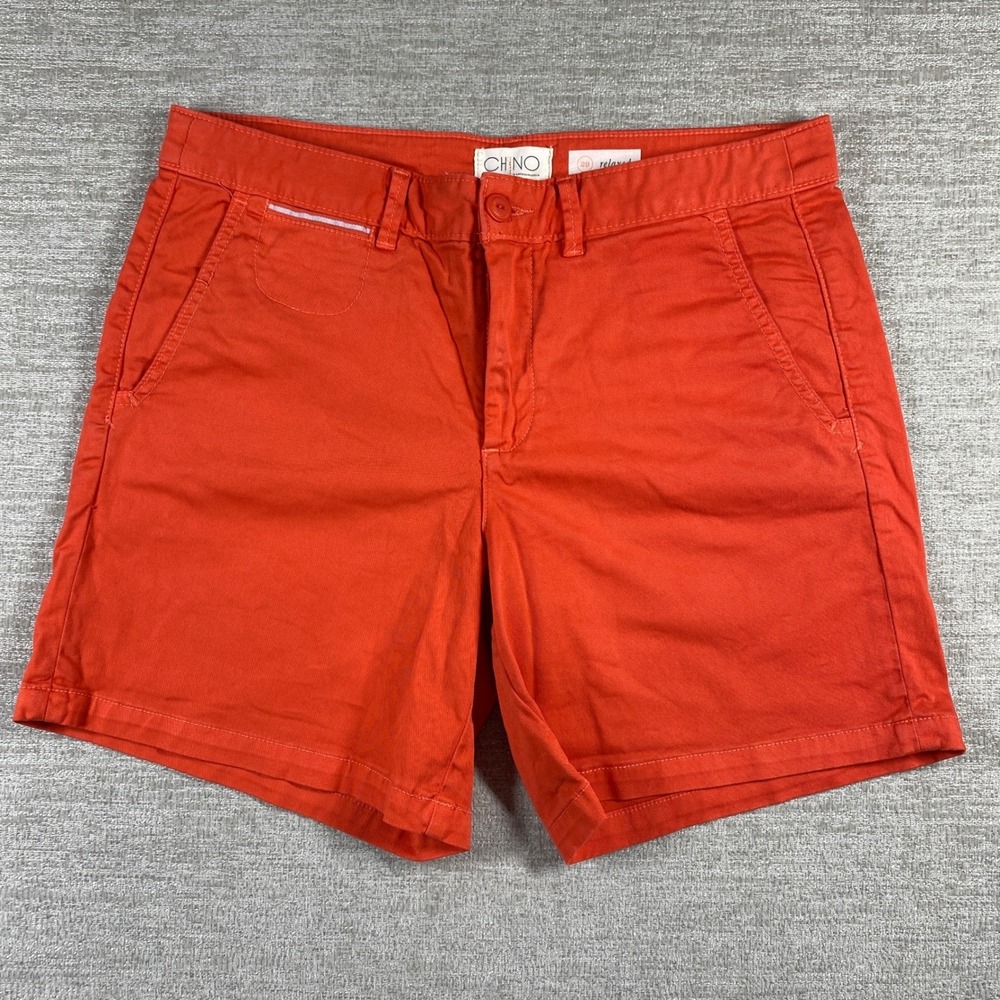 Anthropologie Relaxed Chino Short Women 29 Orange Cotton Stretch Pockets Roll Up